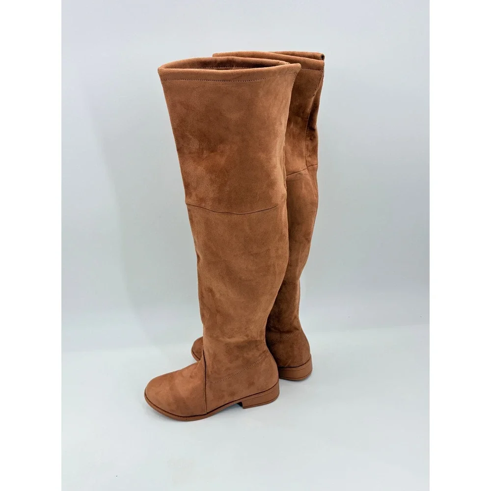 rue21 Dakota-20L Tan Faux Suede Over the Knee Flat Boots Women Size 6